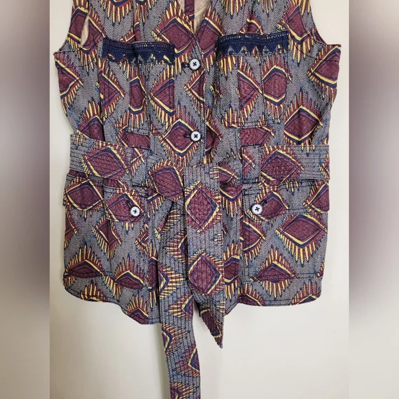 Anthropologie Eleveness Geometric Patterned Vest Medium - Picture 5 of 11